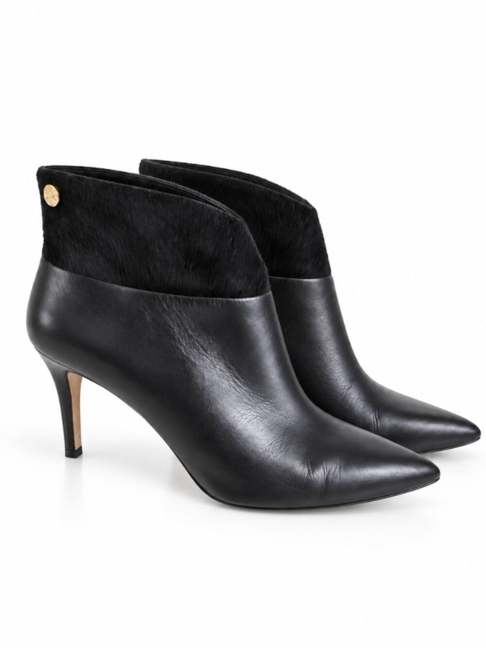 Louise et Cie Black Leather Pointed Toe Stiletto Booties Size 9